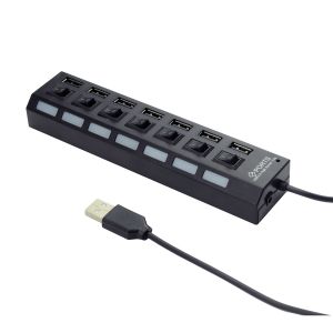 7 Porte USB ad Alta Velocità USB 2.0 + Adattatore AC ON/OFF Compatibile con sistemi Win e MacOS