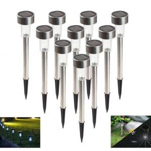 10 PEZZI Faretto led picchetto luce ricarica energia solare esterno giardino