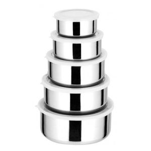 Set da 5 contenitori in alluminio con tappo salvafreschezza per alimenti