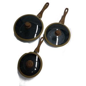 Bavaria Set Padelle Antiaderenti Pietra 6 Pezzi 3 Padelle + 3 Coperchi 