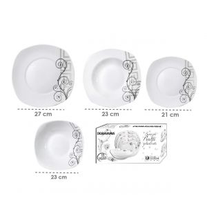 Servizio Piatti 19pz Decorazione Greca DGBavaria Piatti Quadrati - 200011