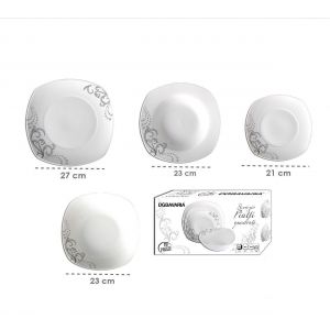 Servizio Piatti 19pz Decorazione Pallini e Foglie DGBavaria Piatti Quadrati - 200013