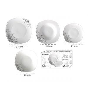Servizio Piatti 19pz Decorazione Foglie DGBavaria Piatti Quadrati - 200015