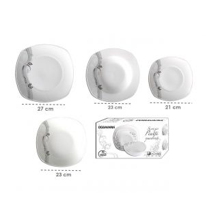 Servizio Piatti 19pz Decorazione Scia di Foglie DGBavaria Piatti Quadrati - 200016