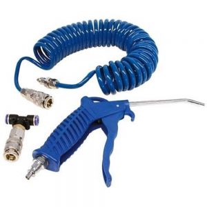 Set Pistola Aria Compressa Con Tubo A Spirale Flessibile Per Compressore 5 Metri Raccordo Pneumatico