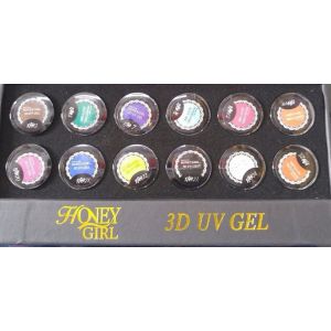 Cofanetto Gel 3D UV Manicure Design Nail Art Unghie 12 Colori Honey Girl