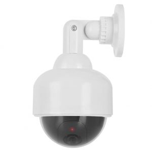 Telecamera Finta Videosorveglianza con Led Lampeggiante Camera Sicurezza Casa Bianca Rotonda