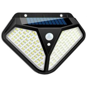 2 Pcs - Faretto 102 Led Smd Da Esterno Giardino Con Pannello Solare Sensore Di Movimento Crepuscolare Ricaricabile 25w Luce Fredda