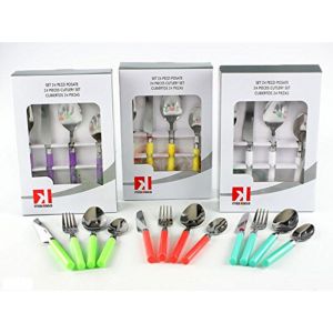 Miakasa set 24 pezzi posate in scatola colori assortiti cucina pranzo cena feste