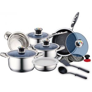 Set Batteria Pentole Royalty Line Acciaio Inox RL-16RGNM 16 Pezzi