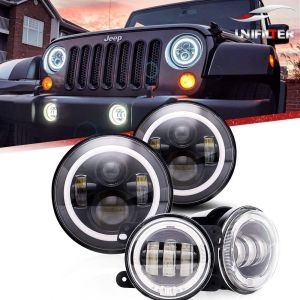 2x 60w 7" Rotondo Faro a Led Abbaglianti Anabbaglianti Fari Luce a Led Fuoristrada Lampada Proiettori Fanale Fari Antinebbia