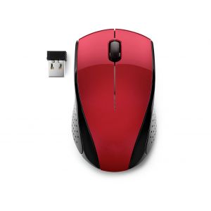 Mouse wireless con adattore USB ergonomico rosso e nero