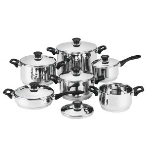 Set Batteria Di Pentole 12 Pezzi in Acciaio Inox Bavaria Con Coperchio