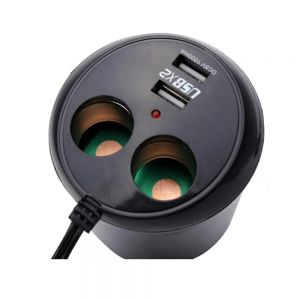 Caricabatterie Porta Tazza Bottiglia Auto 2 USB 12v Sigaretta Accendisigari Macchina