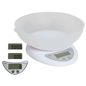 Bilancia Digitale LCD Da Cucina Con Vassoio Elettronica Da 1 Gr a 5 Kg 3 Unità Di Misura