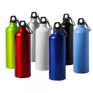 Borraccia in Metallo con Gancio per Sport Acqua Dispenser con Tappo a Vite 750ml