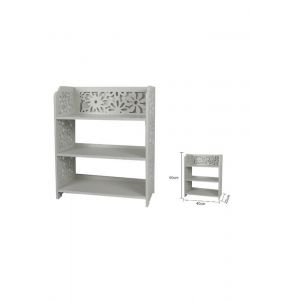 Mobiletto con 3 scaffali decorato con fiori per cucina bagno camera