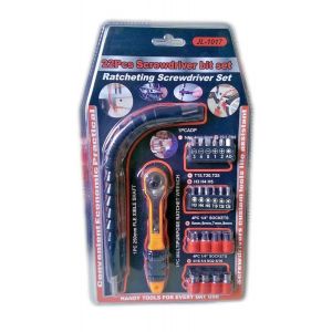 Set kit chiavi a bussola con cricchetto 22 pezzi cacciavite torx + prolunga