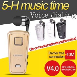 Auricolare bluetooth wireless clip on bussines cuffia retrattile fineblue f-980