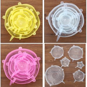 6pcs coperchio universale in silicone per piatti freschi contenitori frutta 