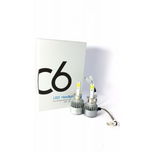 Coppia lampada auto moto cob c6 h1 led 3800lm 36w 6000k bianco freddo digitale