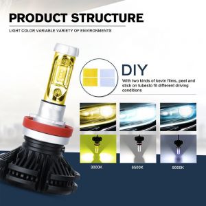 Coppia lampade x3 led headlight h4 led cree 6500k 6000 lumen 12v xenon fari auto