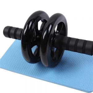 Doppia ruota per addominali con pad per ginocchia Rulli per allenamento Fitness Palestra 1601