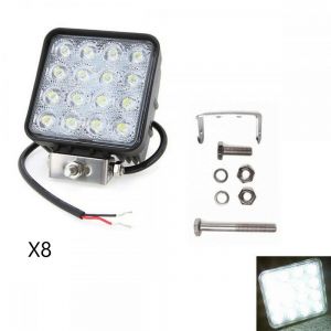 Kit 8 Pezzi Faro Faretto 48w X8 Faro 48 Watt 16 Led 12v
