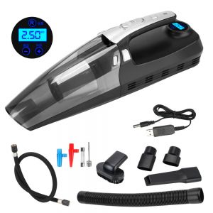 Pompa Di Gonfiaggio 4 in 1 Ad Alta Aspirazione Con Display Digitale Con Illuminazione a Led Aspirapolvere Per Auto 12v 120w