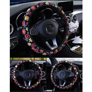 Coprivolante Per Auto 37cm-39cm Fiori Universali Stampa Antiscivolo Car Styling Coprivolanti Accessori Auto Interni