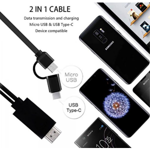 Cavo 2 in 1 Micro Usb / tipo C a HDMI Video HDTV digitale 1080p (x6l)