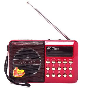 JOC Radio H011U radiolina FM Rossa USB Ricaricabile microSD Mini Lettore MP3