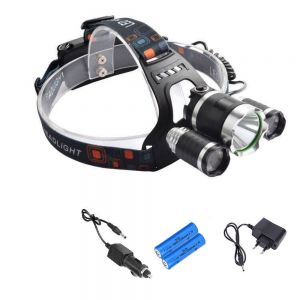 Lampada frontale 3 led pile ricaricabile auto torcia da testa sport pesca b001