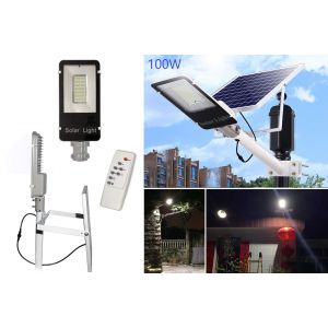 Faro led lampione stradale 100w luce fredda con pannello solare e staffa FB6100