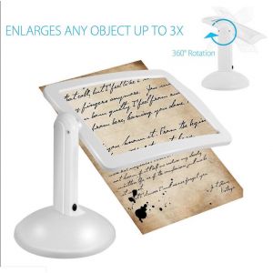 Lente di ingrandimento 360° a 2 led luce da tavolo desktop lampada lettura 3x
