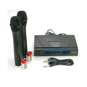 Coppia microfoni wireless professionali vhf karaoke musica stereo microfono wg