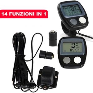 Contachilometri bici digitale tachimetro bicicletta impermeabile 14 funzioni