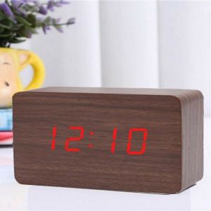 Sveglia orologio digitale led effetto legno con suono allarme e temperatura 1295