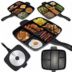 Padella Cotture Separate Magic Pan 5 in 1 Antiaderente Piastra Bistecchiera