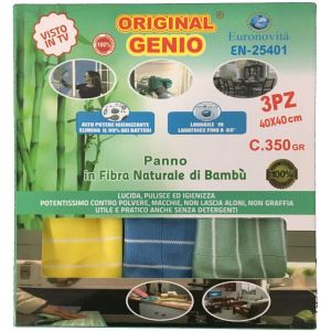 Panno per Pulizia Casa Vetri Mobili in Fibra Naturale di Bambù 350g 40x40cm 3 pezzi 