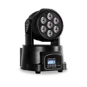 Testa mobile rotante proiettore led rgb effetti disco discoteca 7 led wash dmx