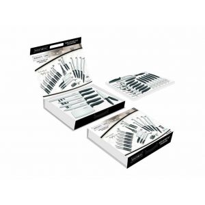 Royalty Line Set 24 coltelli posate ceramica acciaio da cucina neri Barbecue