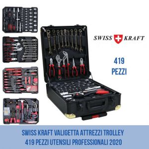 Swiss Kraft Valigetta Attrezzi Trolley 419 Pezzi Utensili Professionali 2020