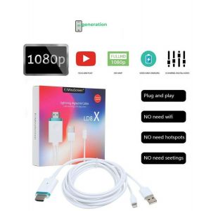 Cavo mhl usb hdmi hdtv lightning ld8x per iphone smartphone ipad