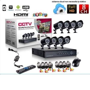 Kit Videosorveglianza da 8 Canali  500 Gb - Hard Disk Non Incluso