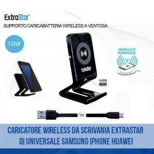 Caricatore wireless da scrivania extrastar qi universale samsung iphone huawei