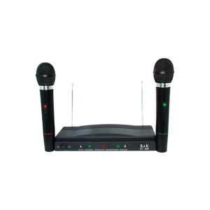 Kit coppia microfoni professionali wireless con centralina vhf bicanali at-306