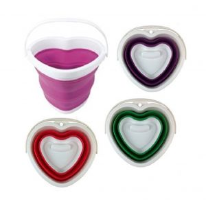 Ricondizionato-Cuore Silicone Secchio Secchio Pieghevole in Silicone Secchio 5 L Pieghevole Campeggio
