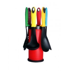 Utensili mestoli da cucina in silicone 7 pezzi royalty line con supporto per casa