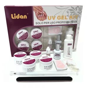 Lidan Kit completo per unghie, con gel UV, unghie finte, pennello francese